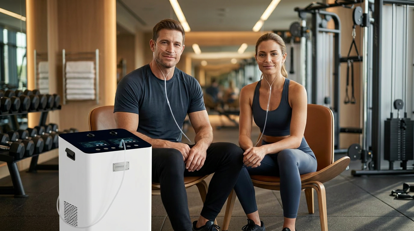 Professional SPE/PEM hydrogen inhalation system in commercial gym use